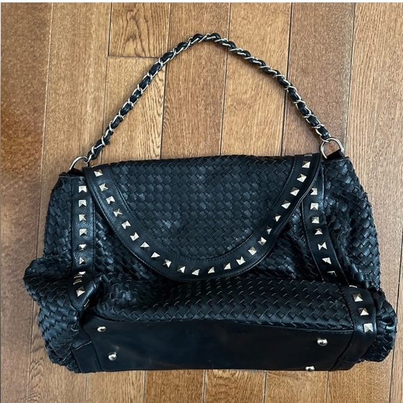 Woven studded shoulder bag - Picture 1 of 16